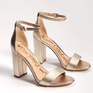 Sam Edelman Block Sandal Heel in Gold, 7.5